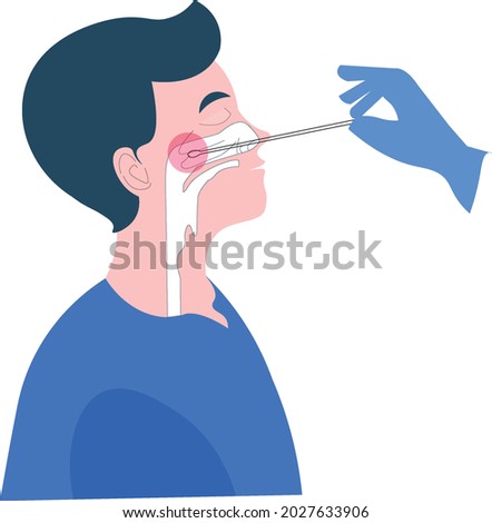Rapid COVID-19 self-test in correct way. Instruction in pictures. Vector.