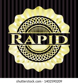 Rapid gold badge. Vector Illustration. Detailed.