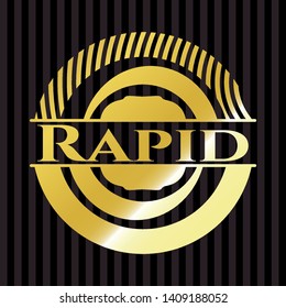 Rapid golden emblem or badge. Vector Illustration. Detailed.