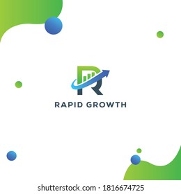 Rapid Growth Symbol Logo Template. Graph Chart and R letter Vector Design. Finance Illustration