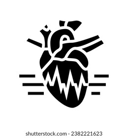 rapid heartbeat palpitations disease symptom glyph icon vector. rapid heartbeat palpitations disease symptom sign. isolated symbol illustration