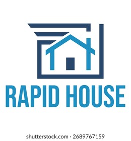 rapid house move flat minimalist logo design