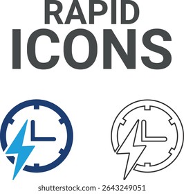 Rapid icons, Line art icons, Timer, alarm, schedule, hourglass, clock icons. Solid icon collection.