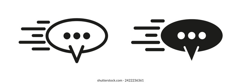 Rapid Messaging Line Icon. Swift Chatting Icon in Black and White Color.