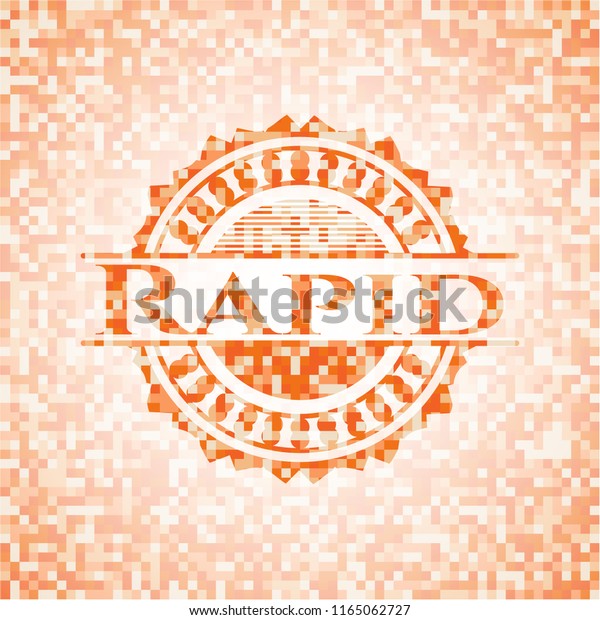 Rapid orange tile\
background illustration. Square geometric mosaic seamless pattern\
with emblem inside.
