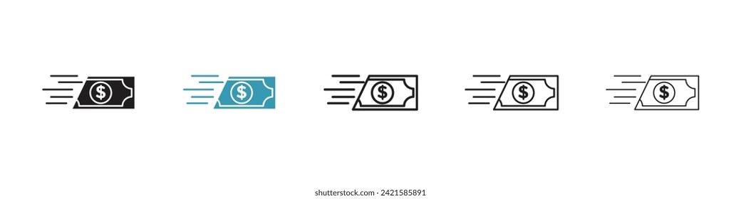 Juego de iconos del vector de pago rápido. Símbolo vector de intercambio de dinero instantáneo para diseño de interfaz de usuario.