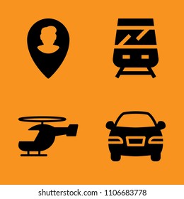 rapid, profile, motor and black icons set. Vector illustration for web and design