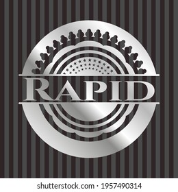 Rapid silvery emblem or badge. Vector Illustration. Mosaic. 