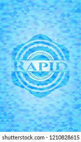 Rapid sky blue emblem with triangle mosaic background