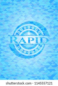 Rapid sky blue mosaic emblem