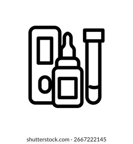 Diseño rápido del Vector del icono del contorno del kit de la prueba del antígeno bueno para el Web o el App móvil