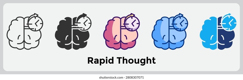 Rapid Thought icon for illustrating accelerated cognition systems, quick idea flow, and mental overload patterns. Line, Filled, Color, Blue, Dualtone style.