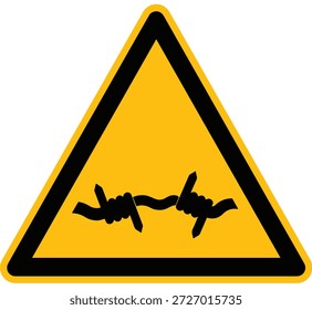 Ícone de placa de aviso de perigo de cerca de arame rápido, perigo de cerca de arame rápido. Cuidado e área perigosa. Sinal amarelo de segurança, choque de perigo. Manter fora aviso de cuidado e zona de risco. Ilustração de ícone de vetor.