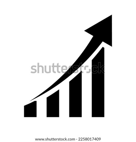 Rapidly growing bar graph silhouette icon. Changes in sales. Vector.