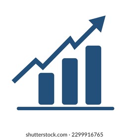 Rapidly increasing bar graph icon. Increase. Vector.