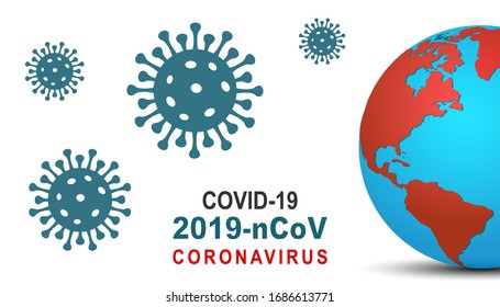 The rapidly spreading coronavirus outbreak in the world concept. World Earth engulfed corona virus. Coronavirus outbreak and coronaviruses influenza banner - stock vector