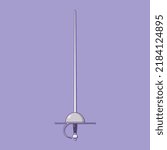 Rapier Vector Icon Illustration. Fencing Sword Vector. Flat Cartoon Style Suitable for Web Landing Page, Banner, Flyer, Sticker, Wallpaper, Background