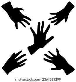  Rapist and victim hand isolate in white background. 