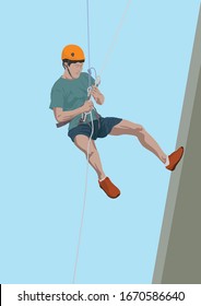 Rappelling Adventure Sport on illustration graphic vector