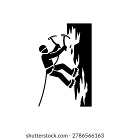 Rappelling Cliff Descent Icon Icon Isolated On White Background
