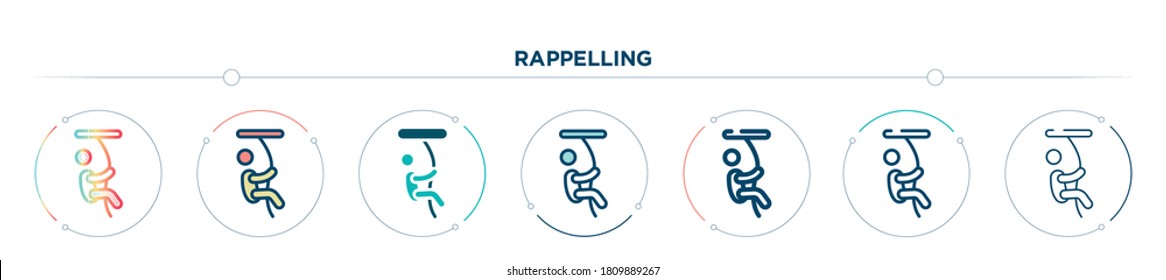 rappelling icon designed in gradient, filled, two color, thin line and outline style. vector illustration of rappelling vector icons. can be used for mobile, ui, web
