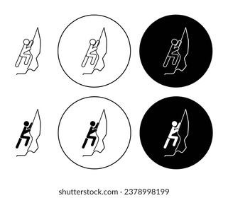 Rappelling icon set in black. rock climber climbing vector sign for Ui designs.