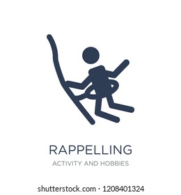 Rappelling icon. Trendy flat vector Rappelling icon on white background from Activity and Hobbies collection, vector illustration can be use for web and mobile, eps10