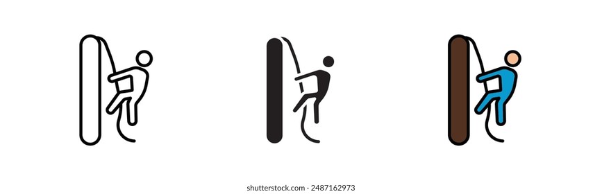 rappelling thin line icon. activity, climb linear icons from activity and hobbies concept isolated outline sign. colered fill with stroke,