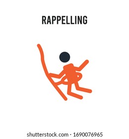 Rappelling vector icon on white background. Red and black colored Rappelling icon. Simple element illustration sign symbol EPS