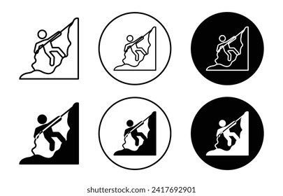 Rappelling vector icon set collection. Rappelling Outline flat Icon.