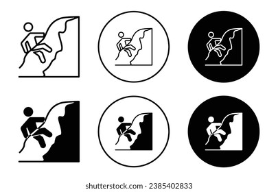 Rappelling vector illustration set. Rock climber climbing icon for UI designs. Suitable for apps and websites.