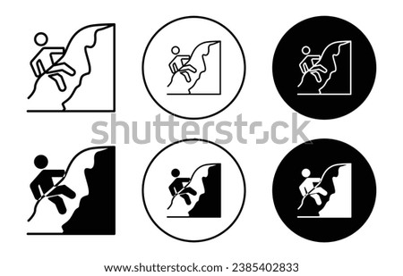 Rappelling vector illustration set. Rock climber climbing icon for UI designs. Suitable for apps and websites. [[stock_photo]] © 