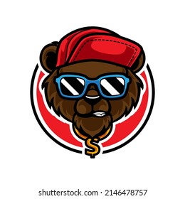 RAPPER BEAR HEAD MASCOT LOGO