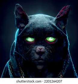 a rapper black Persian Cat tattooed
