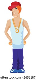 Rapper Character Vector Illustration, hand drawn picture of a rapper, editable vector illustration.