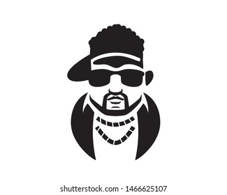 Rapper Gangster Head Silhouette Vector