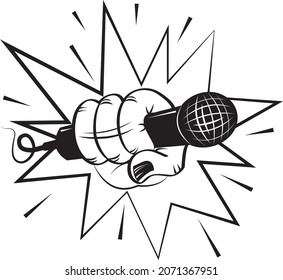  rapper hand grabbing the microphone logo