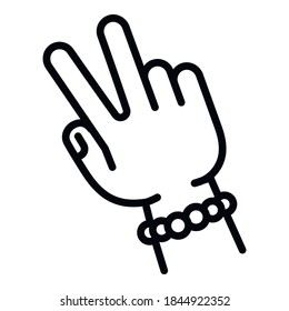 Rapper hand sign icon. Outline rapper hand sign vector icon for web design isolated on white background