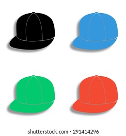 rapper hat icon with shadow - colored vector set