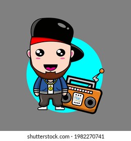 Rapper, Hiphop boy cartoon icon. vector illustration