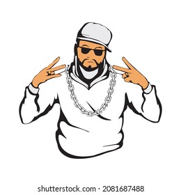 rapper and Hiphop mascot vector portrait