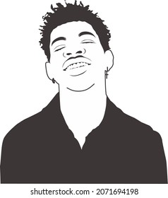 Rapper Lil Nas X In Cartoon Style Vector Line Art 