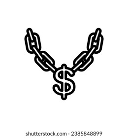 Rapper Necklace Outline Icon Vector Illustration