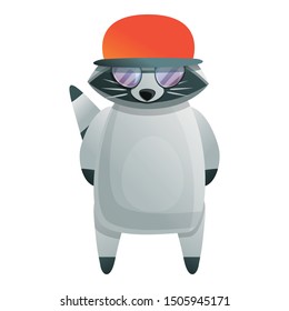 Rapper raccoon icon. Cartoon of rapper raccoon vector icon for web design isolated on white background