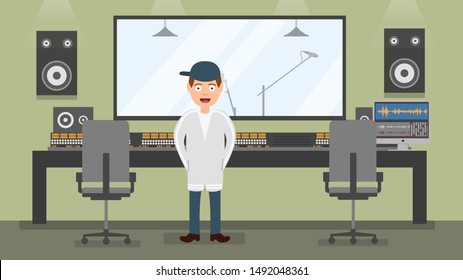 rapper in recording studio music
