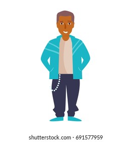 Rapper. Vector. Cartoon. Isolated art on white background. Flat