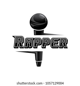 rapper word design with black elegant microphone vector illustration
