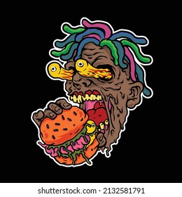 Rapper Zombie Burger Illustration Perfect For Design