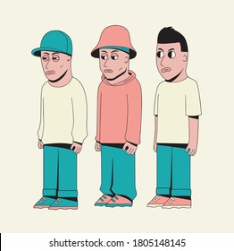 Rappers People Set. urban style
. vector illustration