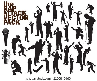 Rapper,Singer, Dancers poses Silhouettes vector 